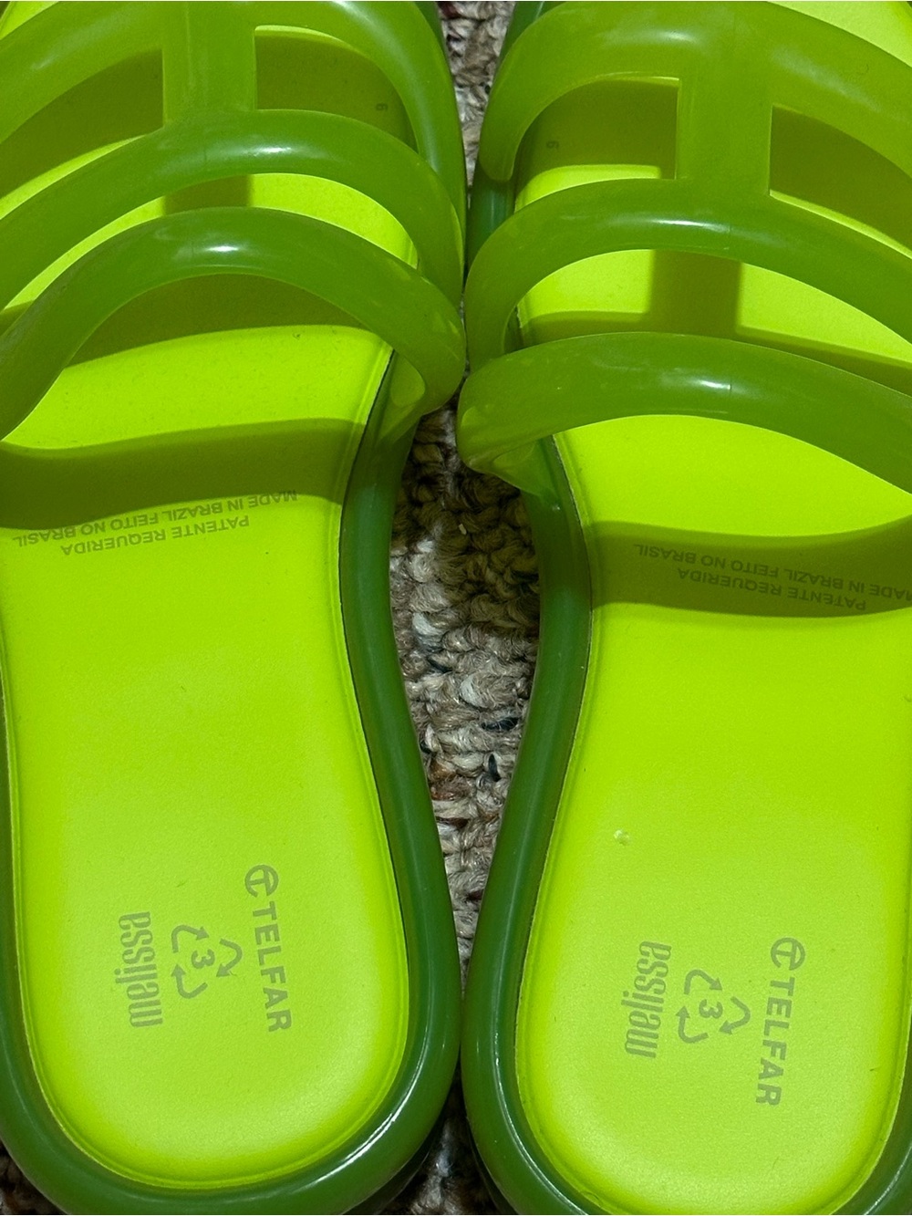 Telfar x Melissa Women's Neon Lime Jelly Slide Sandals - Bright Green - Picture 3 of 7